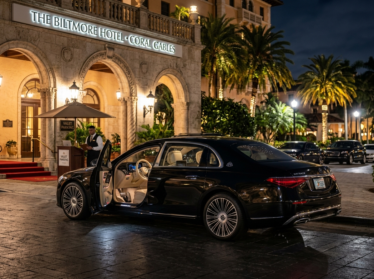 2024 Mercedes-Benz Maybach S680 in obsidian black with starlight headliner at Coral Gables valet