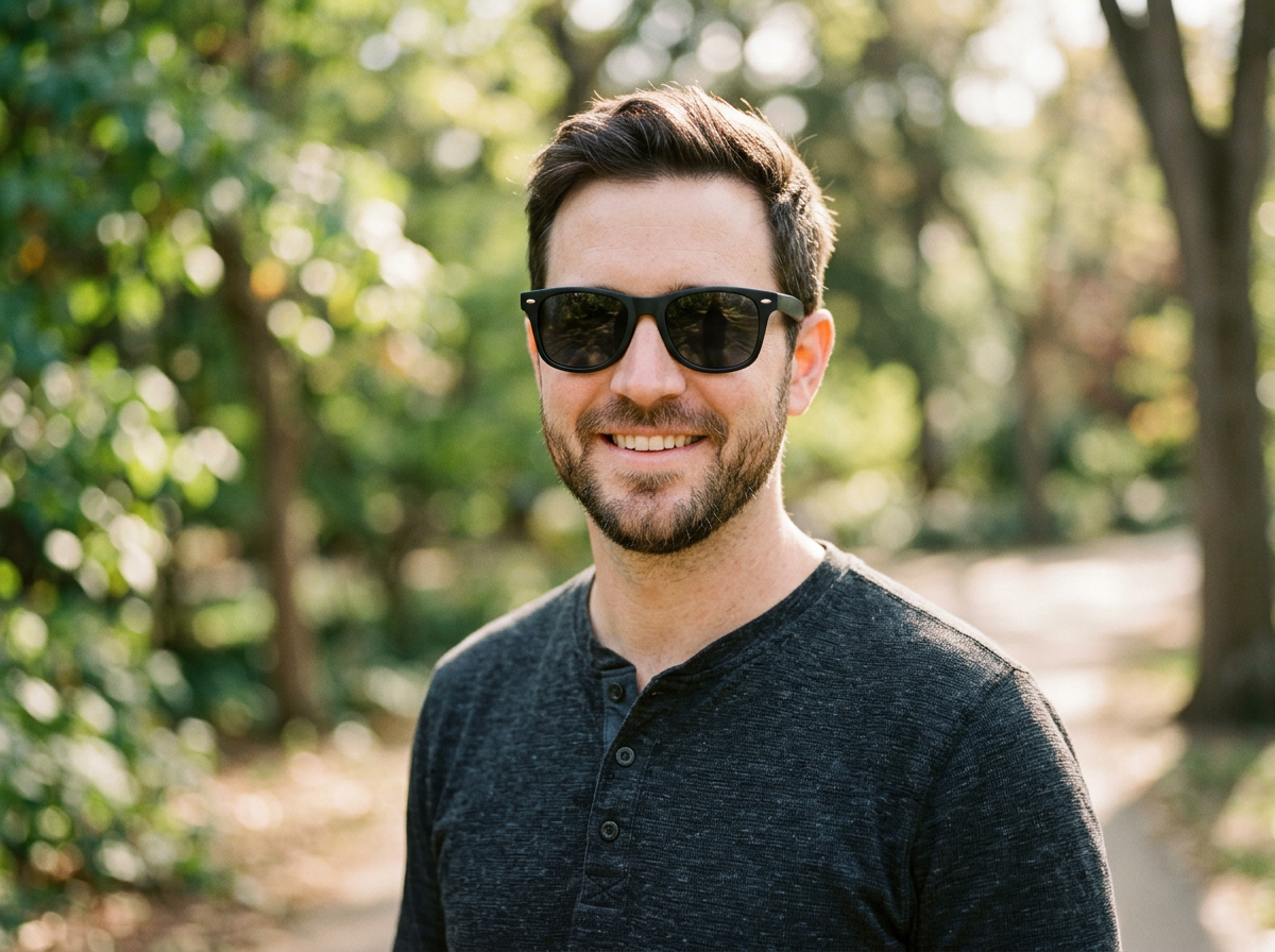 James K. client portrait headshot man with sunglasses casual outdoor photo